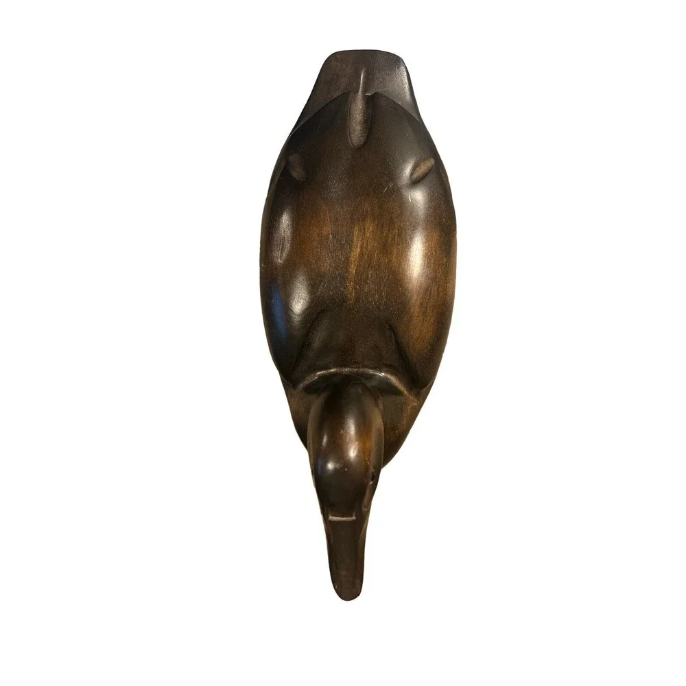 Unbranded Wooden Duck‎ Decoy Unisex OS Brown Good Hand Carved Rustic Folk Art